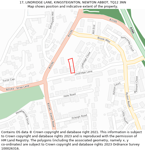 17, LINDRIDGE LANE, KINGSTEIGNTON, NEWTON ABBOT, TQ12 3NN: Location map and indicative extent of plot