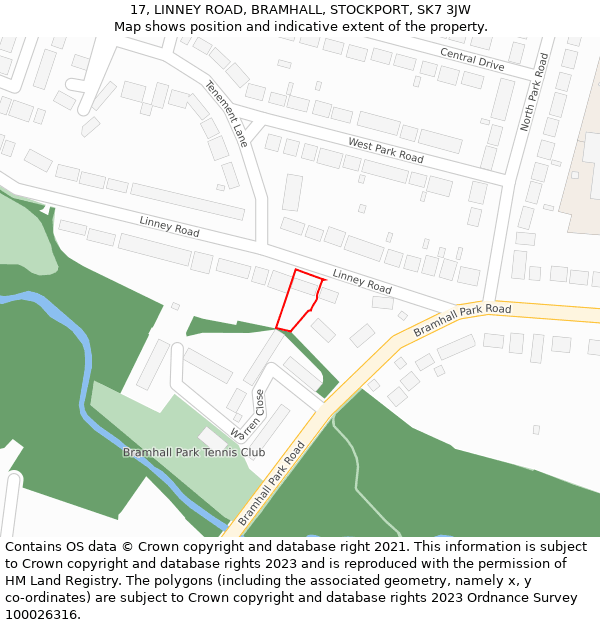 17, LINNEY ROAD, BRAMHALL, STOCKPORT, SK7 3JW: Location map and indicative extent of plot