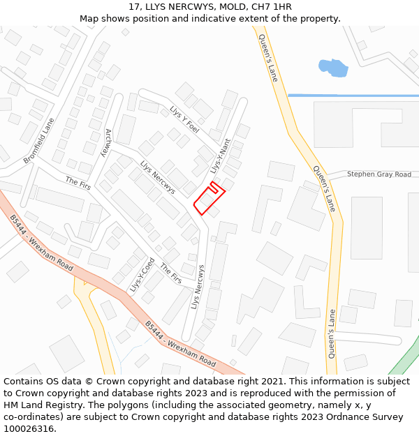 17, LLYS NERCWYS, MOLD, CH7 1HR: Location map and indicative extent of plot