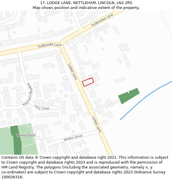 17, LODGE LANE, NETTLEHAM, LINCOLN, LN2 2RS: Location map and indicative extent of plot