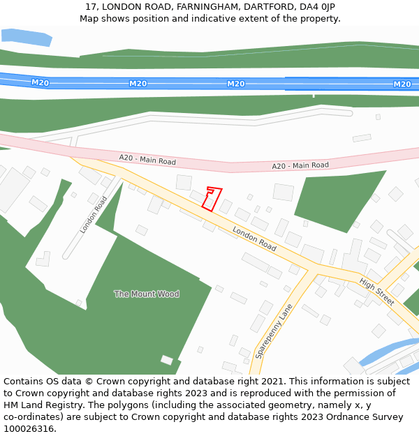 17, LONDON ROAD, FARNINGHAM, DARTFORD, DA4 0JP: Location map and indicative extent of plot