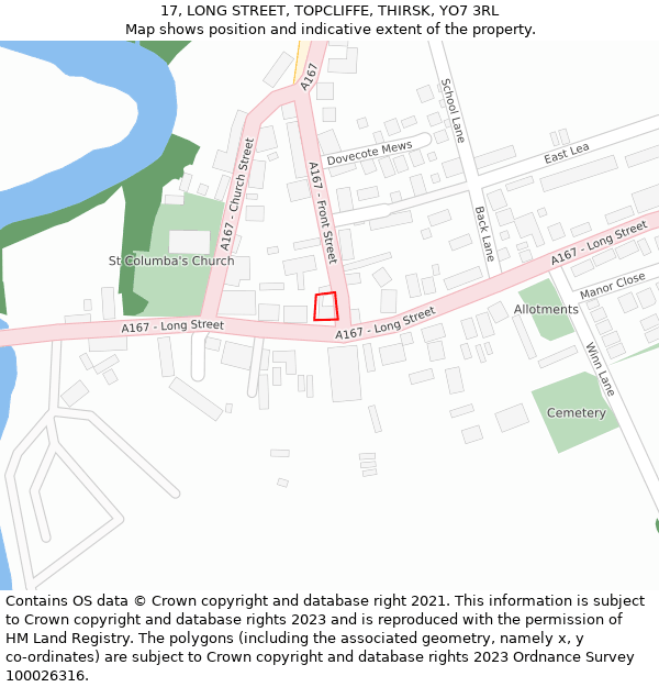 17, LONG STREET, TOPCLIFFE, THIRSK, YO7 3RL: Location map and indicative extent of plot