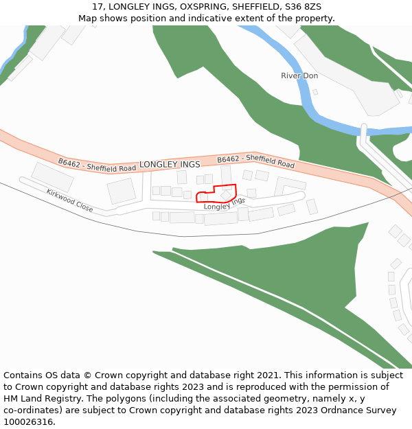 17, LONGLEY INGS, OXSPRING, SHEFFIELD, S36 8ZS: Location map and indicative extent of plot