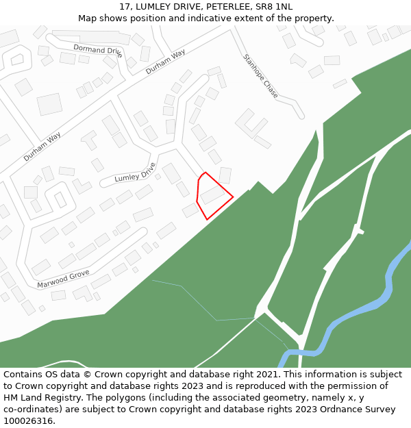 17, LUMLEY DRIVE, PETERLEE, SR8 1NL: Location map and indicative extent of plot