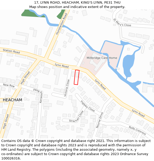 17, LYNN ROAD, HEACHAM, KING'S LYNN, PE31 7HU: Location map and indicative extent of plot