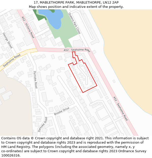 17, MABLETHORPE PARK, MABLETHORPE, LN12 2AP: Location map and indicative extent of plot