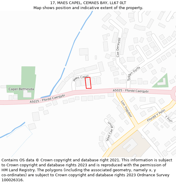 17, MAES CAPEL, CEMAES BAY, LL67 0LT: Location map and indicative extent of plot