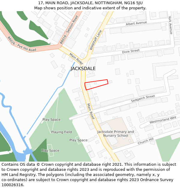 17, MAIN ROAD, JACKSDALE, NOTTINGHAM, NG16 5JU: Location map and indicative extent of plot