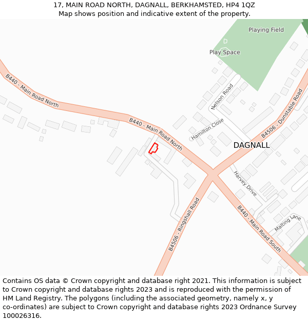 17, MAIN ROAD NORTH, DAGNALL, BERKHAMSTED, HP4 1QZ: Location map and indicative extent of plot