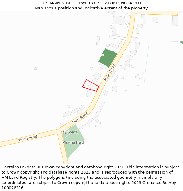 17, MAIN STREET, EWERBY, SLEAFORD, NG34 9PH: Location map and indicative extent of plot