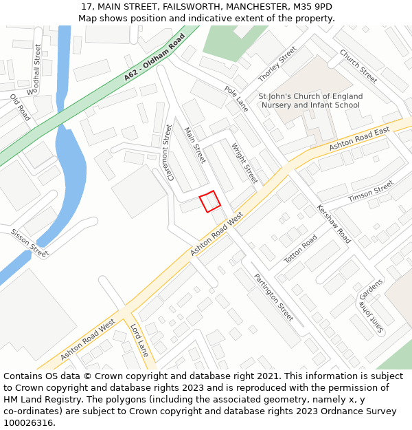17, MAIN STREET, FAILSWORTH, MANCHESTER, M35 9PD: Location map and indicative extent of plot