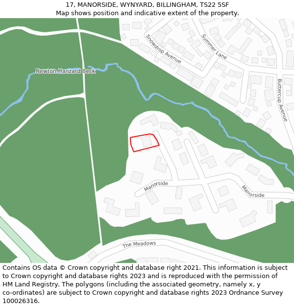 17, MANORSIDE, WYNYARD, BILLINGHAM, TS22 5SF: Location map and indicative extent of plot