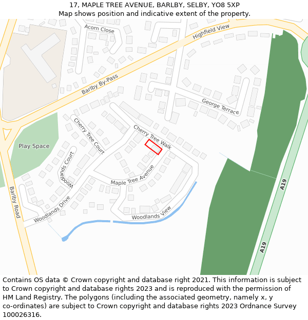 17, MAPLE TREE AVENUE, BARLBY, SELBY, YO8 5XP: Location map and indicative extent of plot