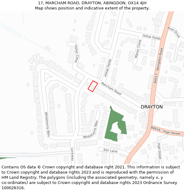 17, MARCHAM ROAD, DRAYTON, ABINGDON, OX14 4JH: Location map and indicative extent of plot
