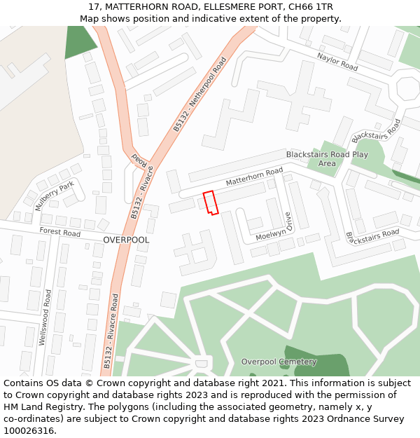 17, MATTERHORN ROAD, ELLESMERE PORT, CH66 1TR: Location map and indicative extent of plot