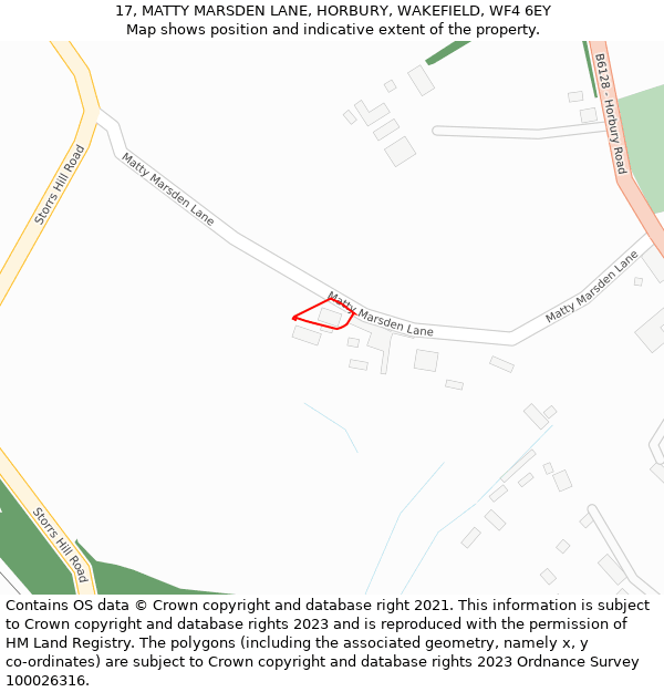 17, MATTY MARSDEN LANE, HORBURY, WAKEFIELD, WF4 6EY: Location map and indicative extent of plot