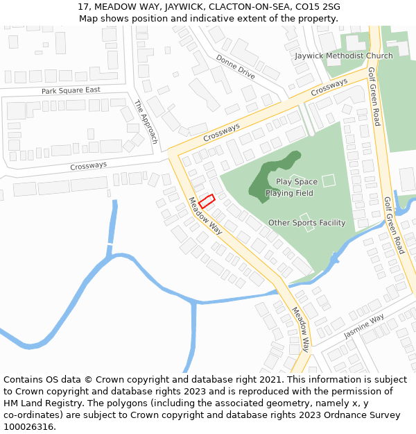 17, MEADOW WAY, JAYWICK, CLACTON-ON-SEA, CO15 2SG: Location map and indicative extent of plot
