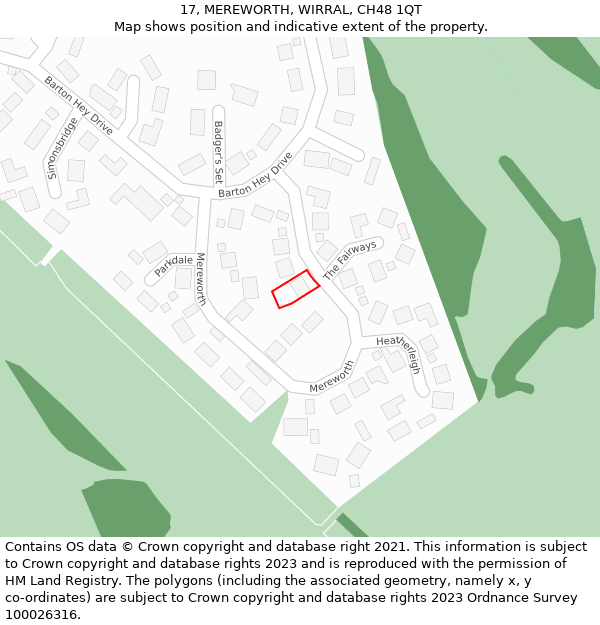 17, MEREWORTH, WIRRAL, CH48 1QT: Location map and indicative extent of plot