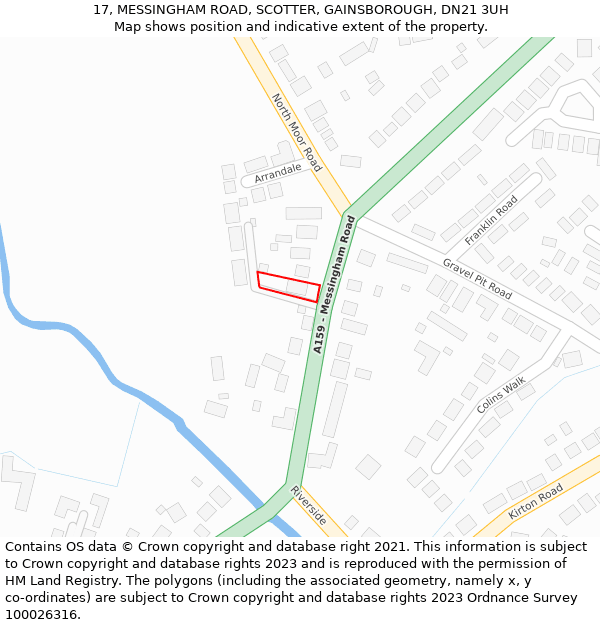 17, MESSINGHAM ROAD, SCOTTER, GAINSBOROUGH, DN21 3UH: Location map and indicative extent of plot