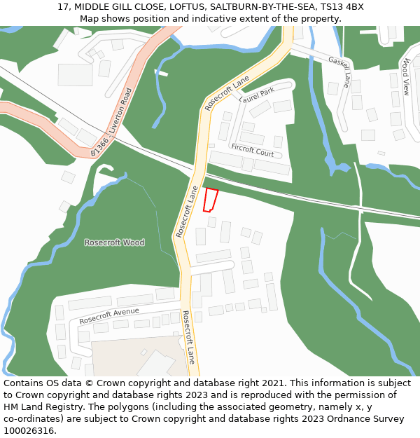 17, MIDDLE GILL CLOSE, LOFTUS, SALTBURN-BY-THE-SEA, TS13 4BX: Location map and indicative extent of plot