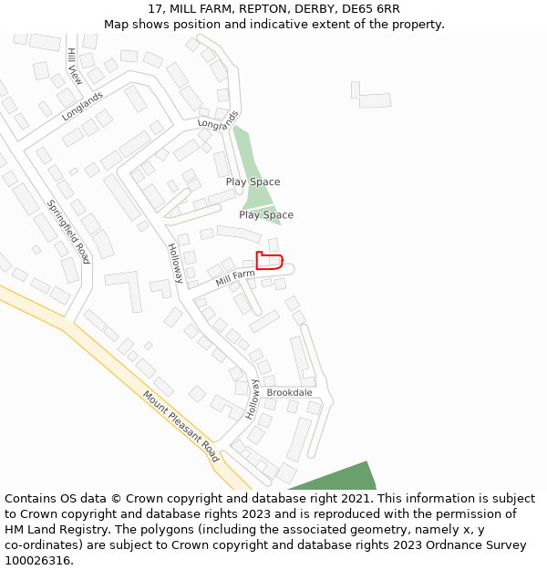 17, MILL FARM, REPTON, DERBY, DE65 6RR: Location map and indicative extent of plot