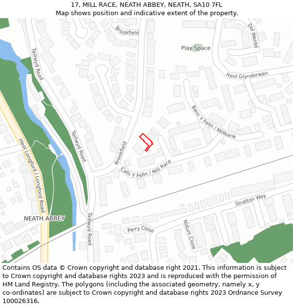 17, MILL RACE, NEATH ABBEY, NEATH, SA10 7FL: Location map and indicative extent of plot