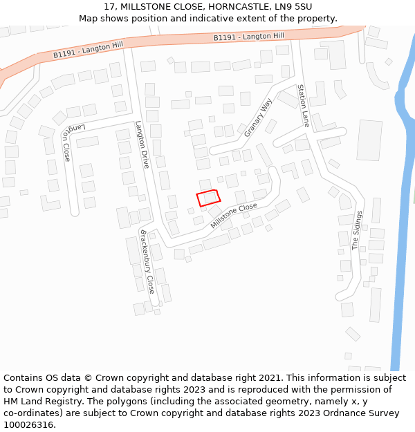 17, MILLSTONE CLOSE, HORNCASTLE, LN9 5SU: Location map and indicative extent of plot