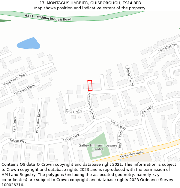 17, MONTAGUS HARRIER, GUISBOROUGH, TS14 8PB: Location map and indicative extent of plot