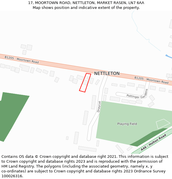 17, MOORTOWN ROAD, NETTLETON, MARKET RASEN, LN7 6AA: Location map and indicative extent of plot