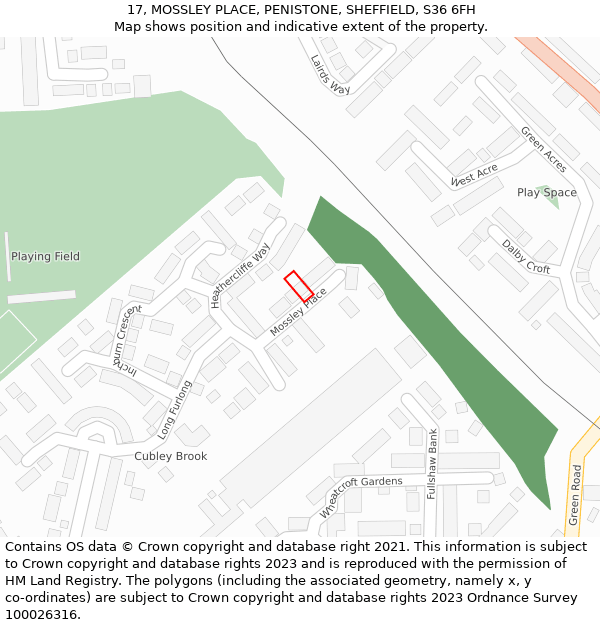 17, MOSSLEY PLACE, PENISTONE, SHEFFIELD, S36 6FH: Location map and indicative extent of plot