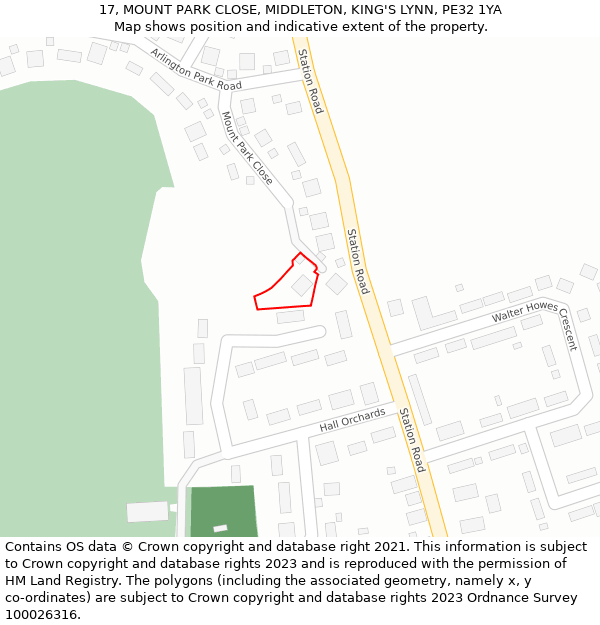 17, MOUNT PARK CLOSE, MIDDLETON, KING'S LYNN, PE32 1YA: Location map and indicative extent of plot