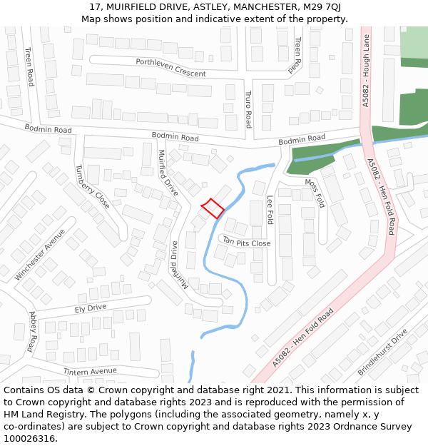 17, MUIRFIELD DRIVE, ASTLEY, MANCHESTER, M29 7QJ: Location map and indicative extent of plot