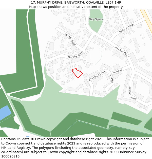 17, MURPHY DRIVE, BAGWORTH, COALVILLE, LE67 1HR: Location map and indicative extent of plot