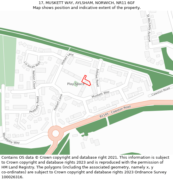 17, MUSKETT WAY, AYLSHAM, NORWICH, NR11 6GF: Location map and indicative extent of plot