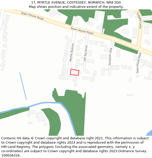 17, MYRTLE AVENUE, COSTESSEY, NORWICH, NR8 5DA: Location map and indicative extent of plot