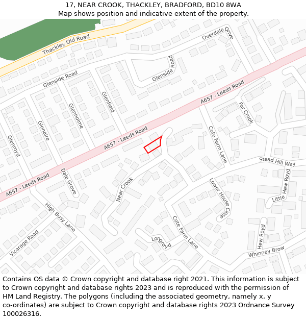 17, NEAR CROOK, THACKLEY, BRADFORD, BD10 8WA: Location map and indicative extent of plot