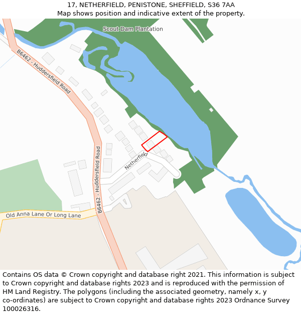 17, NETHERFIELD, PENISTONE, SHEFFIELD, S36 7AA: Location map and indicative extent of plot