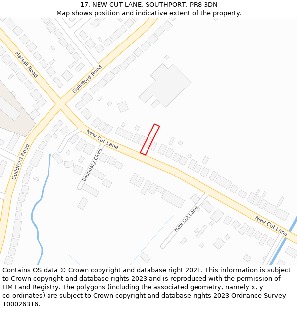 17, NEW CUT LANE, SOUTHPORT, PR8 3DN: Location map and indicative extent of plot