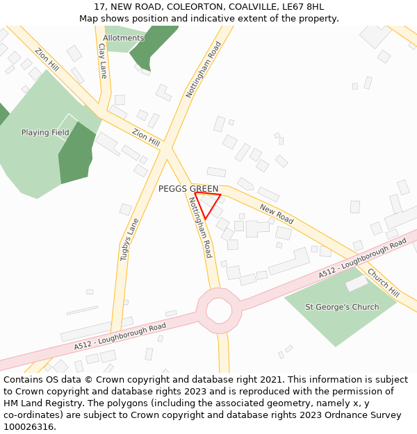 17, NEW ROAD, COLEORTON, COALVILLE, LE67 8HL: Location map and indicative extent of plot