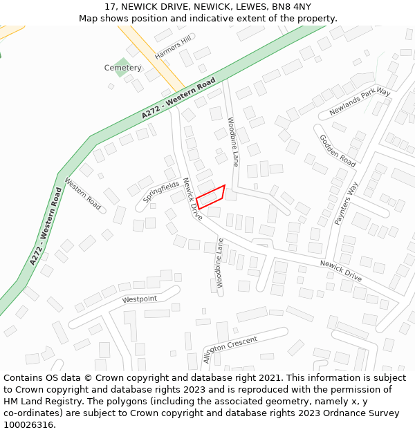 17, NEWICK DRIVE, NEWICK, LEWES, BN8 4NY: Location map and indicative extent of plot