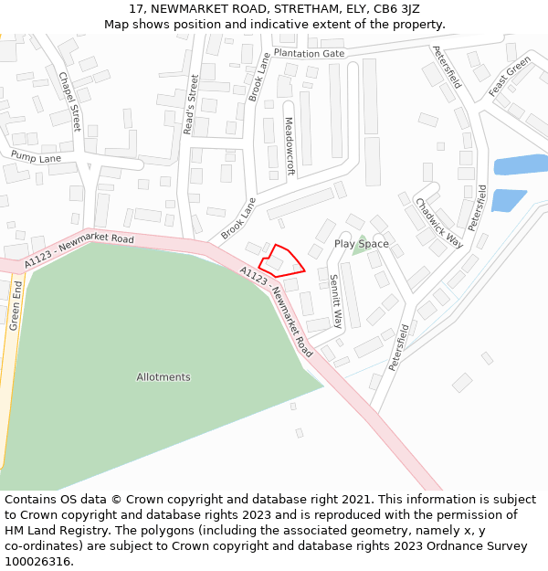 17, NEWMARKET ROAD, STRETHAM, ELY, CB6 3JZ: Location map and indicative extent of plot