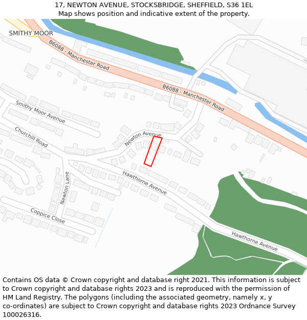 17, NEWTON AVENUE, STOCKSBRIDGE, SHEFFIELD, S36 1EL: Location map and indicative extent of plot