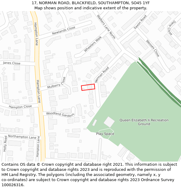 17, NORMAN ROAD, BLACKFIELD, SOUTHAMPTON, SO45 1YF: Location map and indicative extent of plot