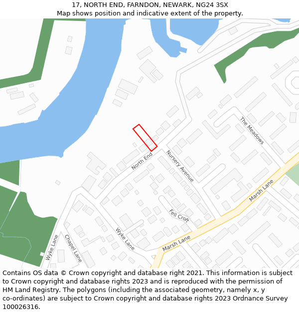 17, NORTH END, FARNDON, NEWARK, NG24 3SX: Location map and indicative extent of plot