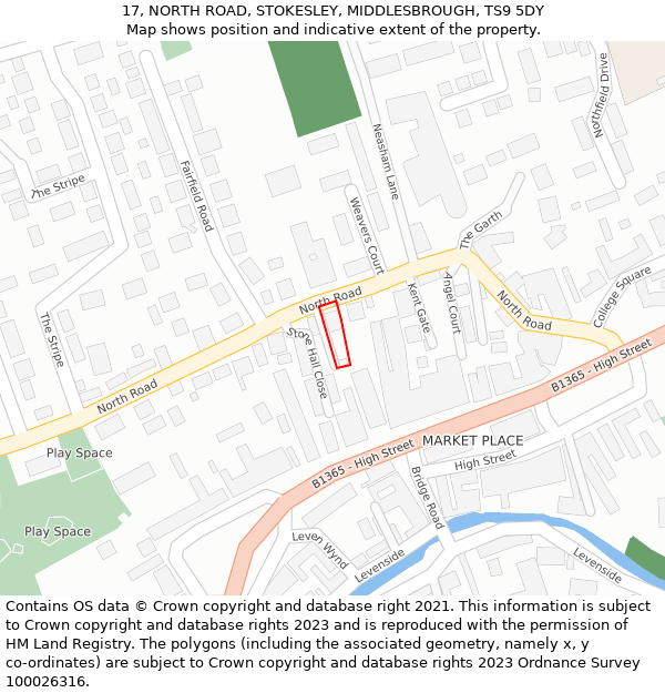 17, NORTH ROAD, STOKESLEY, MIDDLESBROUGH, TS9 5DY: Location map and indicative extent of plot