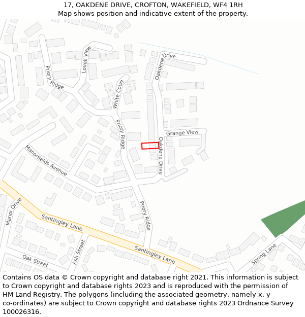 17, OAKDENE DRIVE, CROFTON, WAKEFIELD, WF4 1RH: Location map and indicative extent of plot