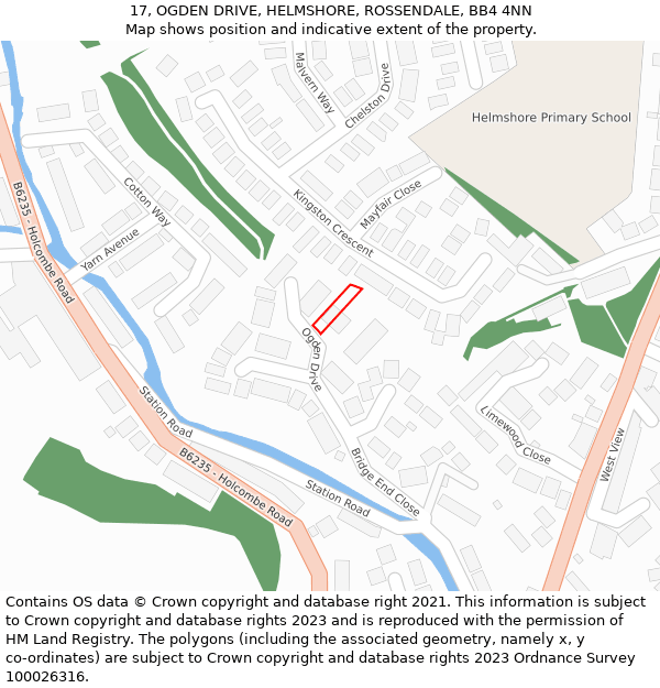 17, OGDEN DRIVE, HELMSHORE, ROSSENDALE, BB4 4NN: Location map and indicative extent of plot