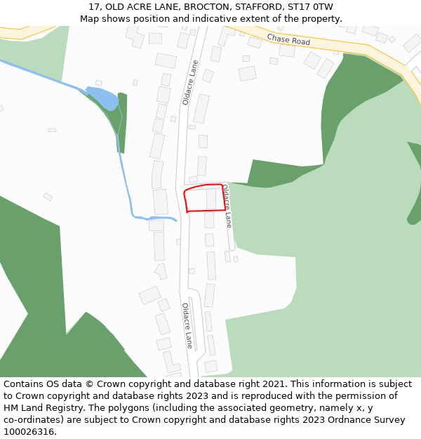 17, OLD ACRE LANE, BROCTON, STAFFORD, ST17 0TW: Location map and indicative extent of plot