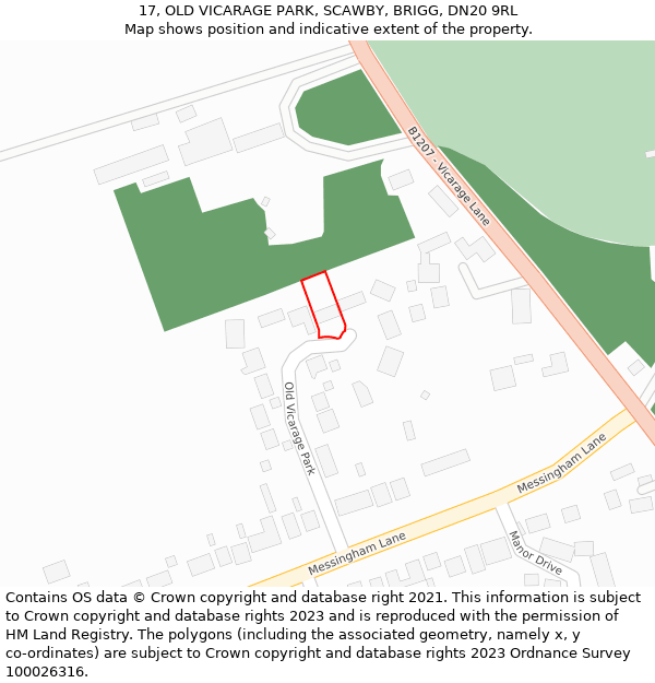 17, OLD VICARAGE PARK, SCAWBY, BRIGG, DN20 9RL: Location map and indicative extent of plot