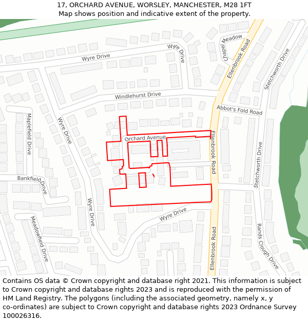17, ORCHARD AVENUE, WORSLEY, MANCHESTER, M28 1FT: Location map and indicative extent of plot